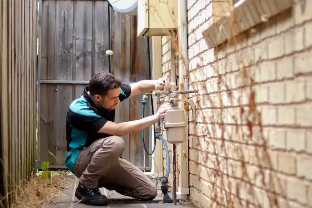 Local gas plumber inspecting the plumbing system