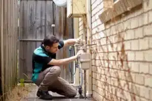 Local gas plumber inspecting the plumbing system