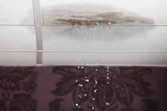 roof leak repair Water stains indicating a severe ceiling leak